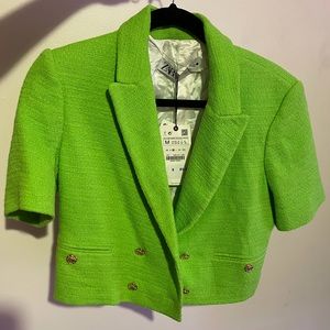Zara Green Cropped Blazer
